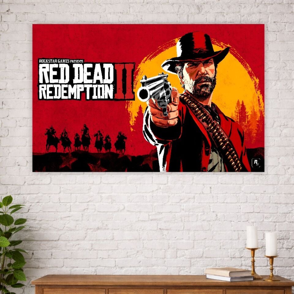 Red Dead Redemption 2 Temalı Duvar Örtüsü – Western Tarzı Dekoratif Dijital Baskı