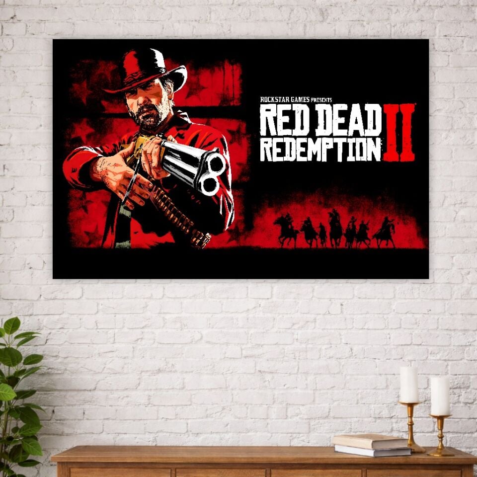 Red Dead Redemption 2 Temalı Duvar Örtüsü – Western Stil Dijital Baskı