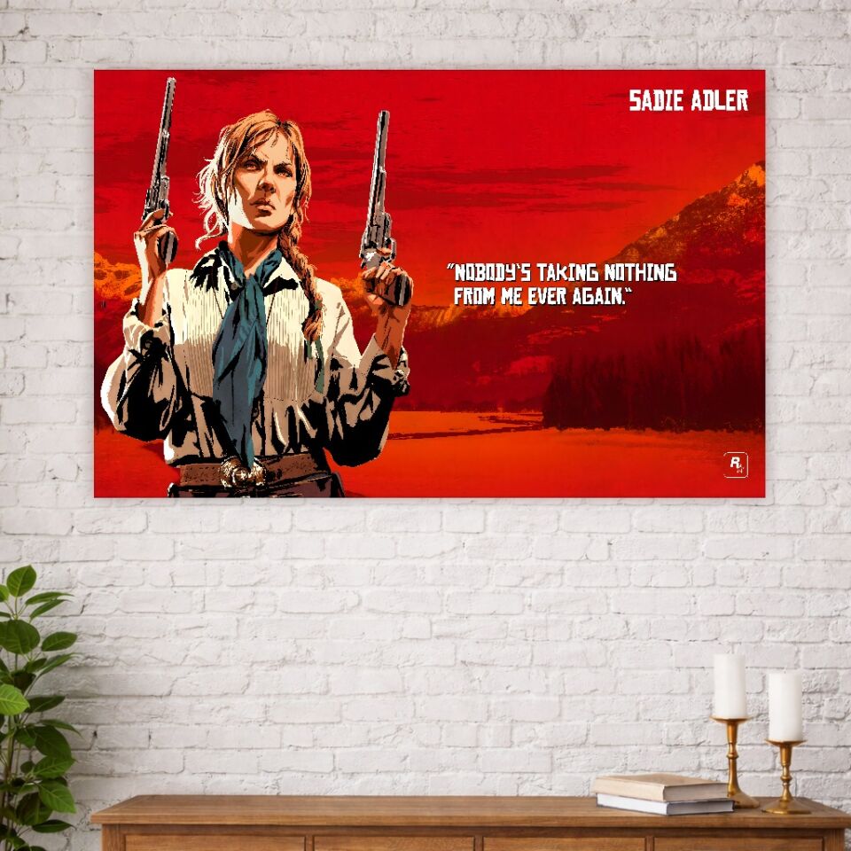 Sadie Adler Temalı Duvar Örtüsü – Güçlü Western Karakter Dijital Baskı