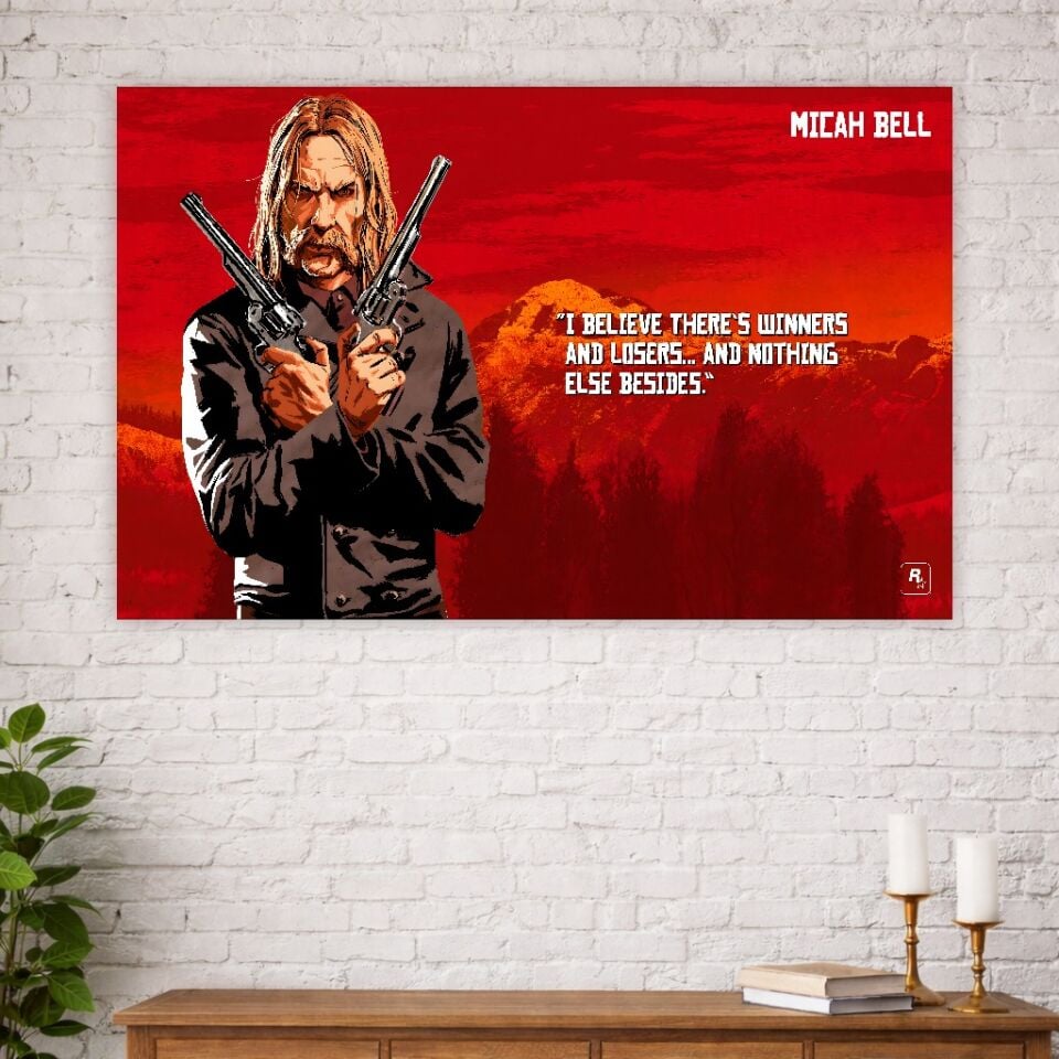 Micah Bell Temalı Duvar Örtüsü – Karanlık Western Karakter Dijital Baskı