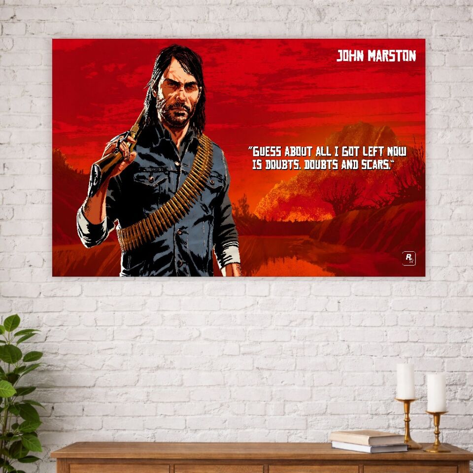 John Marston Temalı Duvar Örtüsü – Efsane Western Karakter Dijital Baskı