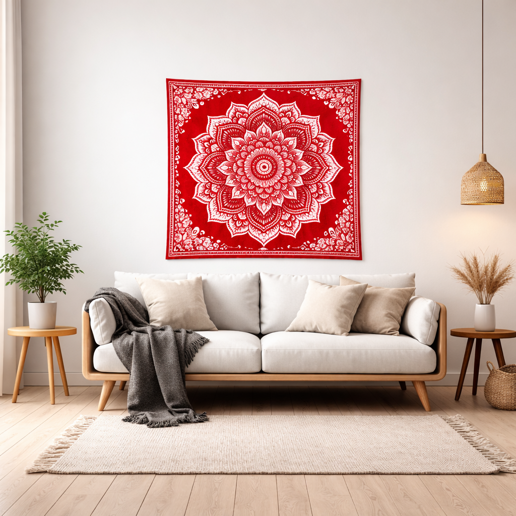 Scarlet Mandala Duvar Örtüsü